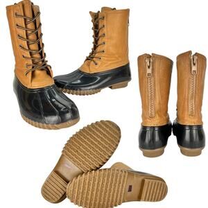 Madden Girl Flurry Duck Boots Lace Up Mid Calf Waterproof Tan Womens size 8